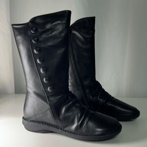 Miz Mooz Leather Ruched Mid Boots - Petrillo Black Size EU 38 / US 8.5 - 9